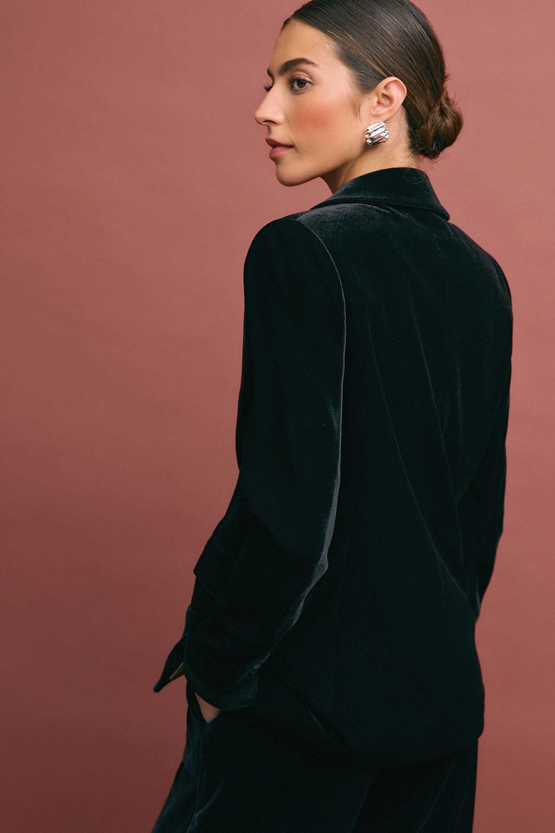 Next Jackenblazer Einreihiger Tailored Fit Samtblazer, günstig online kaufen