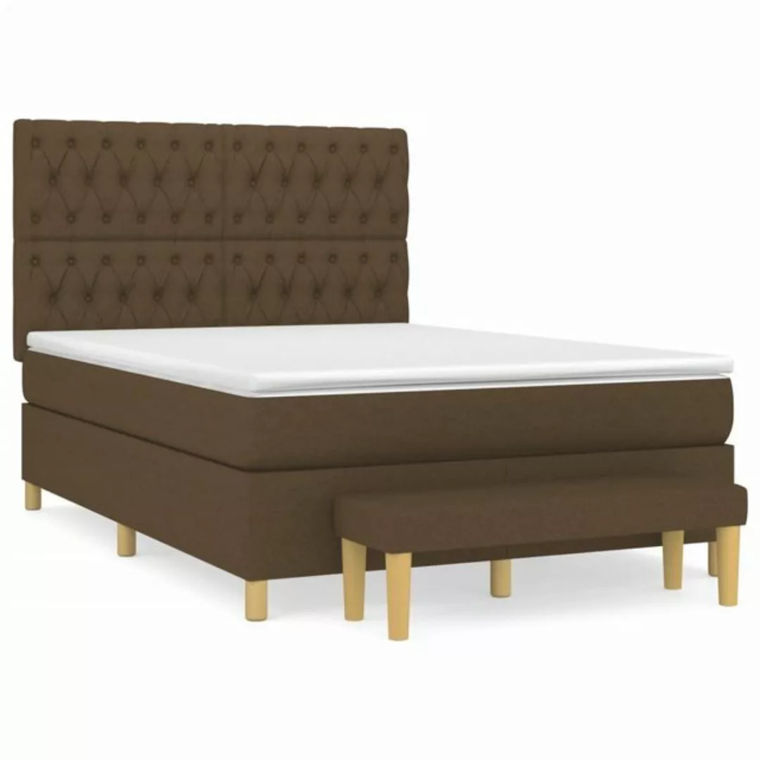 vidaXL Boxspringbett Boxspringbett mit Matratze Dunkelbraun 140x190 cm Stof günstig online kaufen