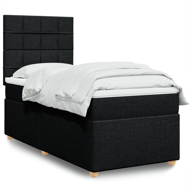 vidaXL Boxspringbett, Boxspringbett mit Matratze Schwarz 90x200 cm Stoff günstig online kaufen