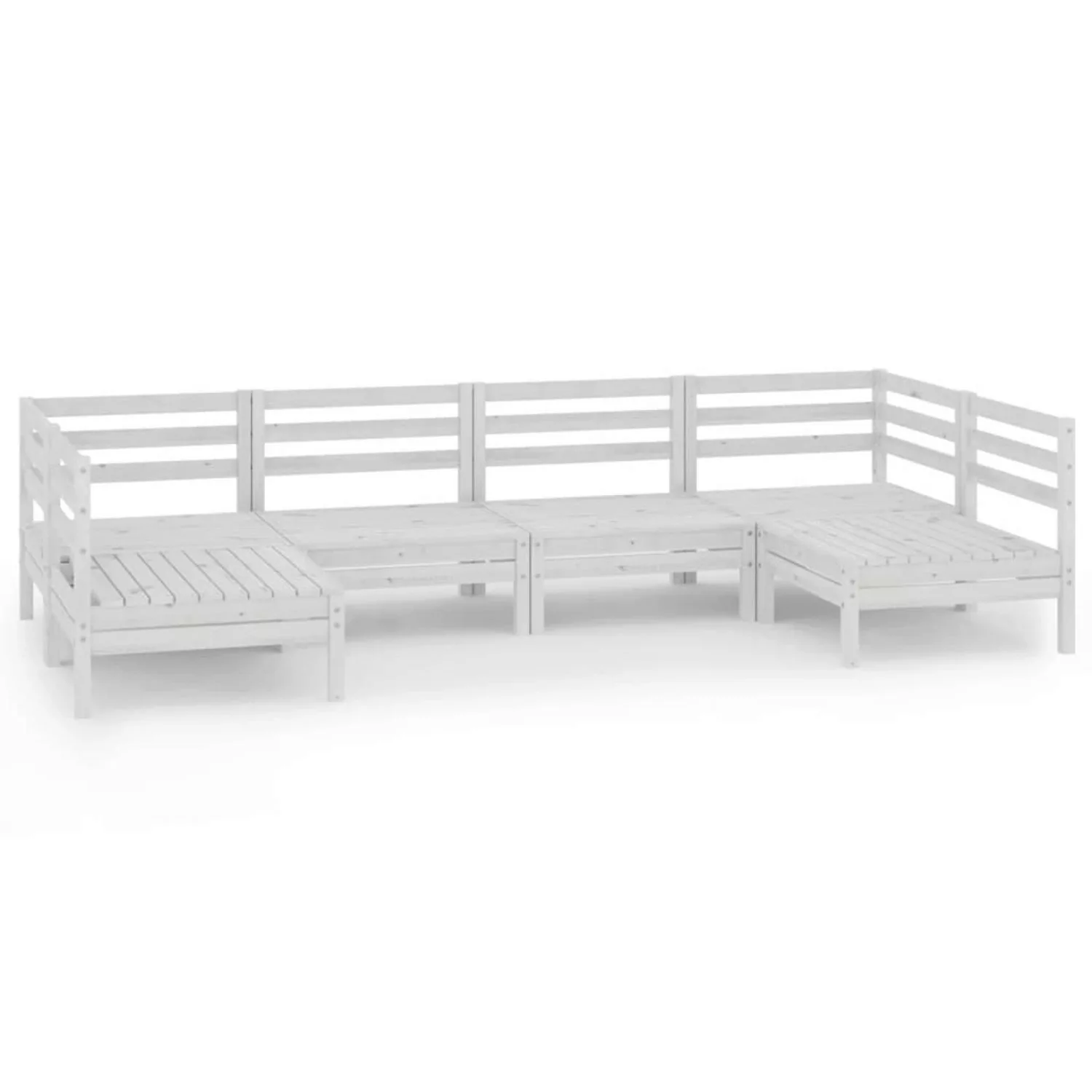 6-tlg. Garten-lounge-set Weiß Massivholz Kiefer günstig online kaufen