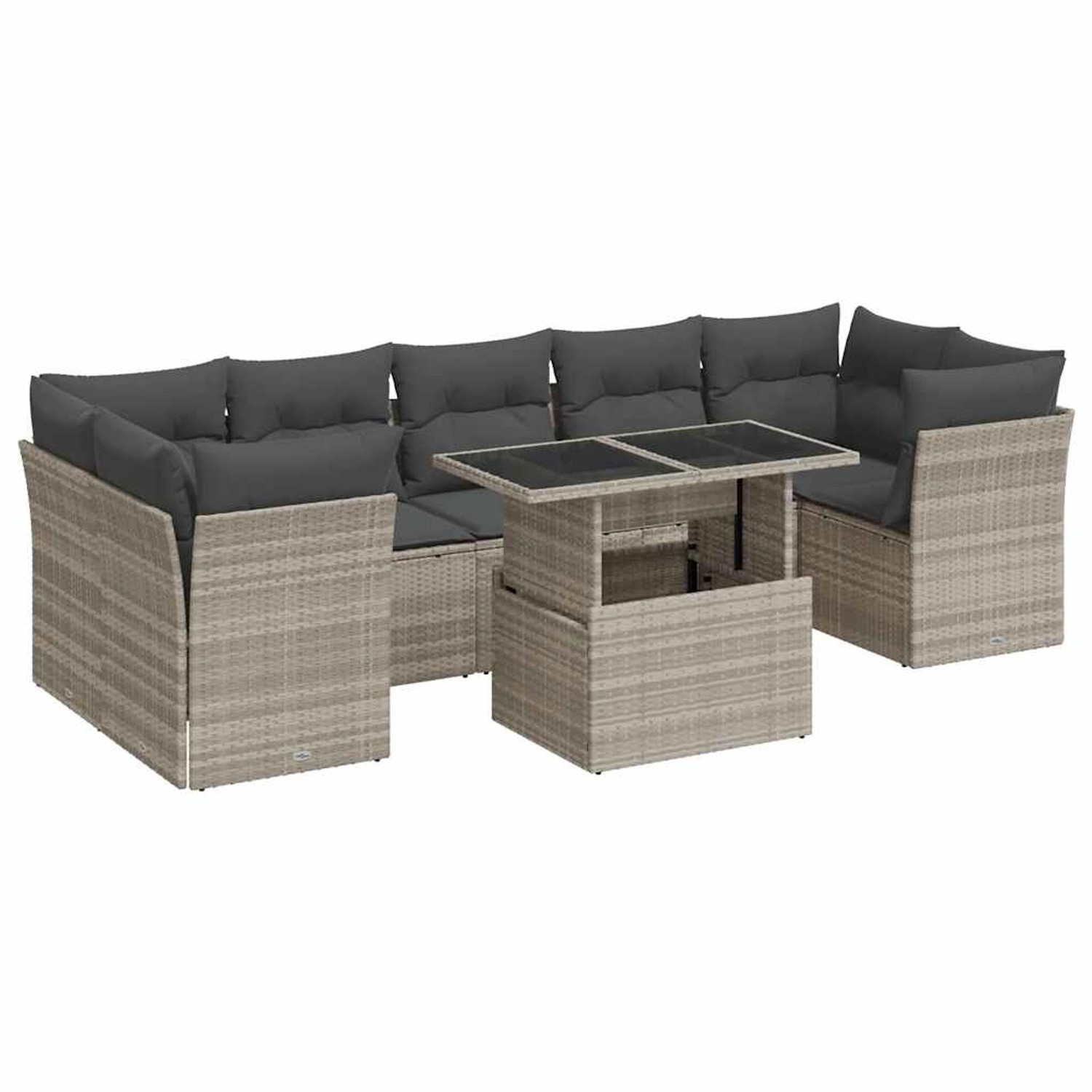 vidaXL 8-Tlg Garten-Sofagarnitur mit Kissen Hellgrau Poly Rattan 3326123 günstig online kaufen