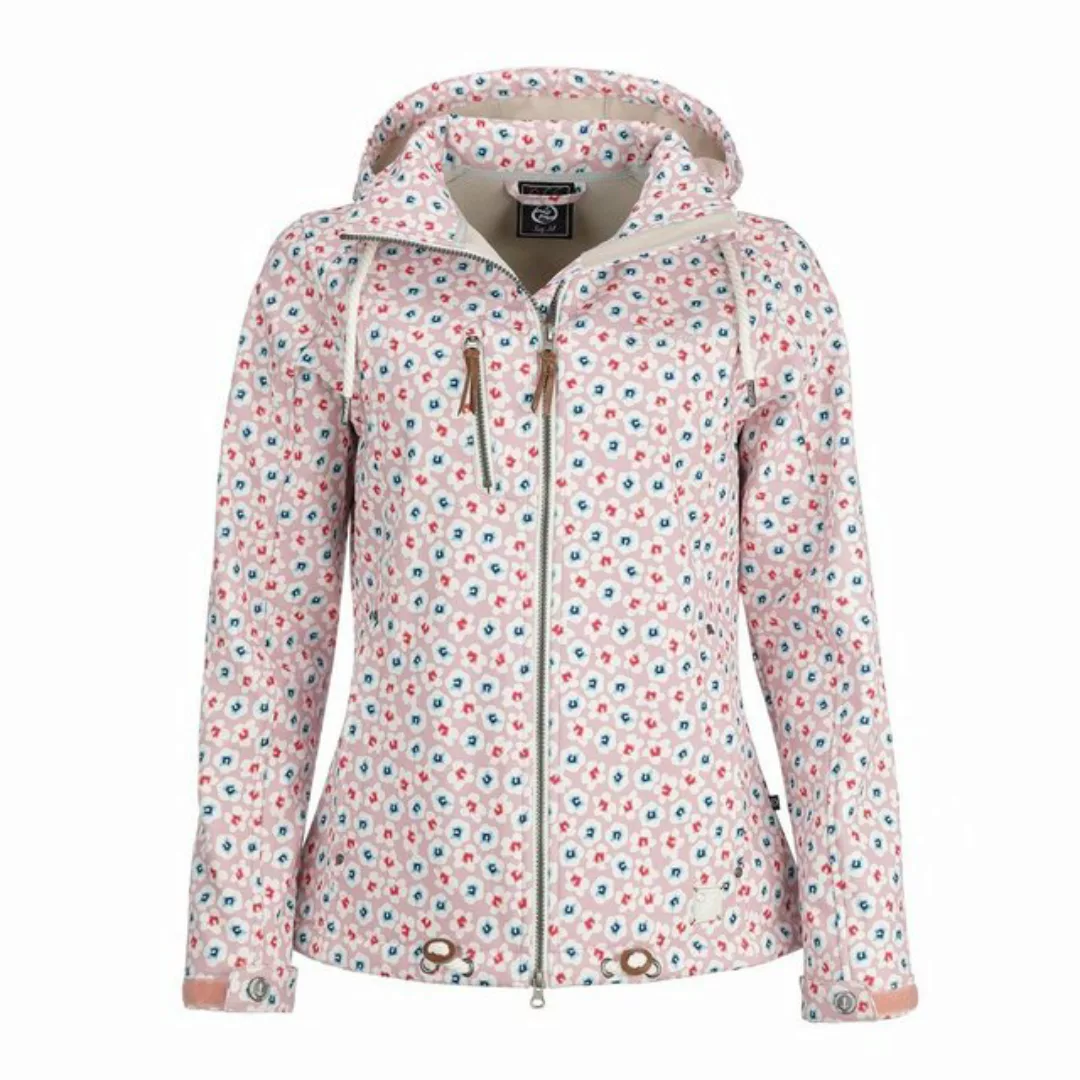 Dry Fashion Softshelljacke Damen Jacke Wismar Blumen-Print Kapuze Fleece-Fu günstig online kaufen