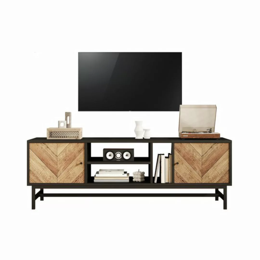 Gotagee TV-Schrank 150cm TV-Schrank,Schwarzes Holz Kontrastfarbdesign,Große günstig online kaufen