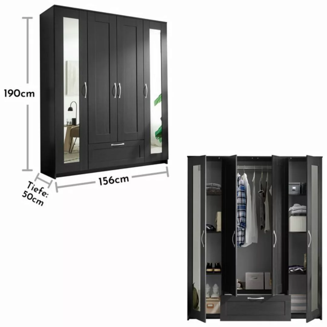 Pol-Power Kleiderschrank 156 x 190 x 50 cm (B/H/T) günstig online kaufen