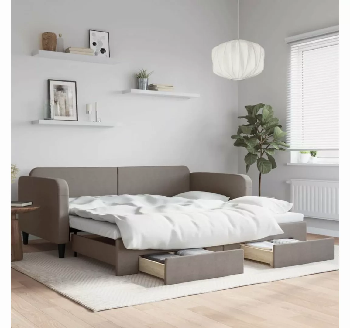 vidaXL Gästebett Gästebett Tagesbett Ausziehbar mit Schubladen Taupe 100x20 günstig online kaufen