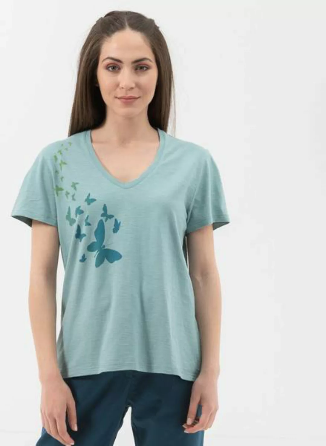T-shirt Aus Bio-baumwolle Mit Schmetterling-print günstig online kaufen
