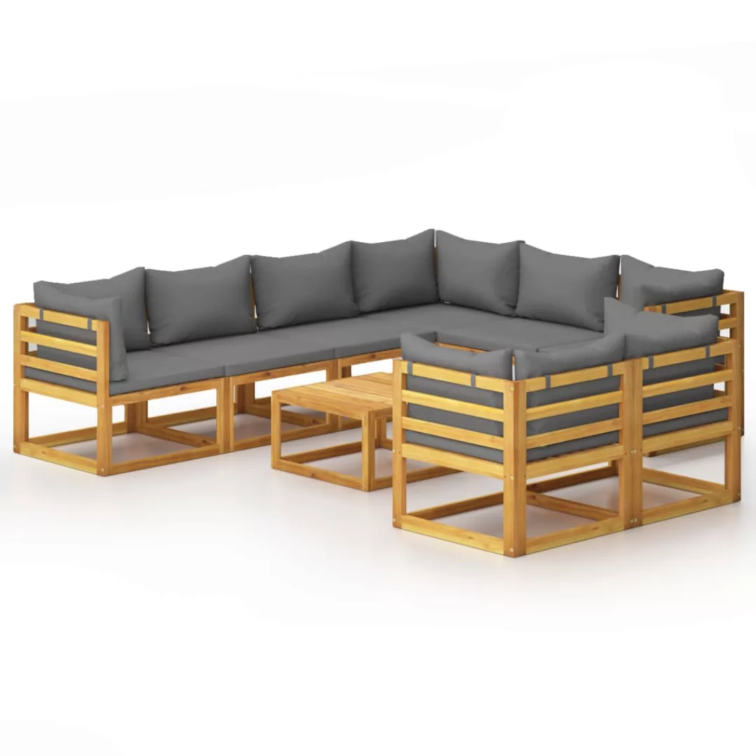 10-tlg. Garten-lounge-set Mit Auflagen Massivholz Akazie günstig online kaufen