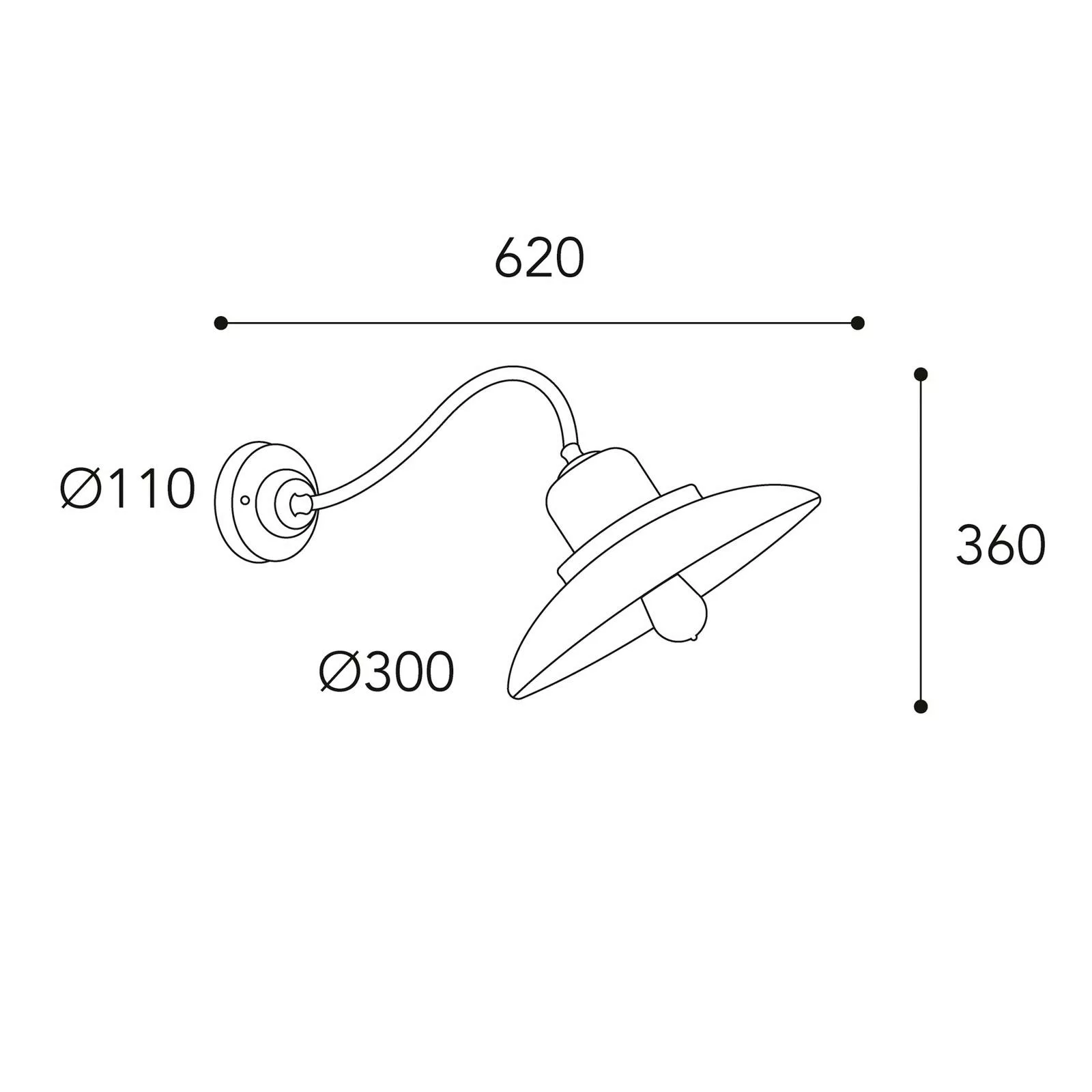 Wandlampe Patio 1691, gebogen messing antik günstig online kaufen