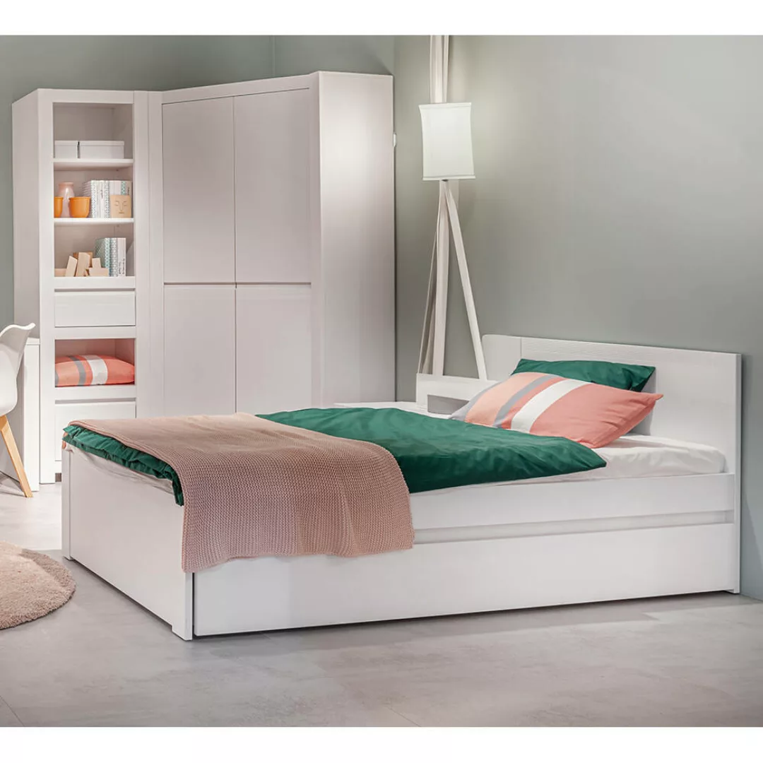 Jugendzimmer Set 4-teilig mit Eckkleiderschrank weiß NAVA-129 günstig online kaufen