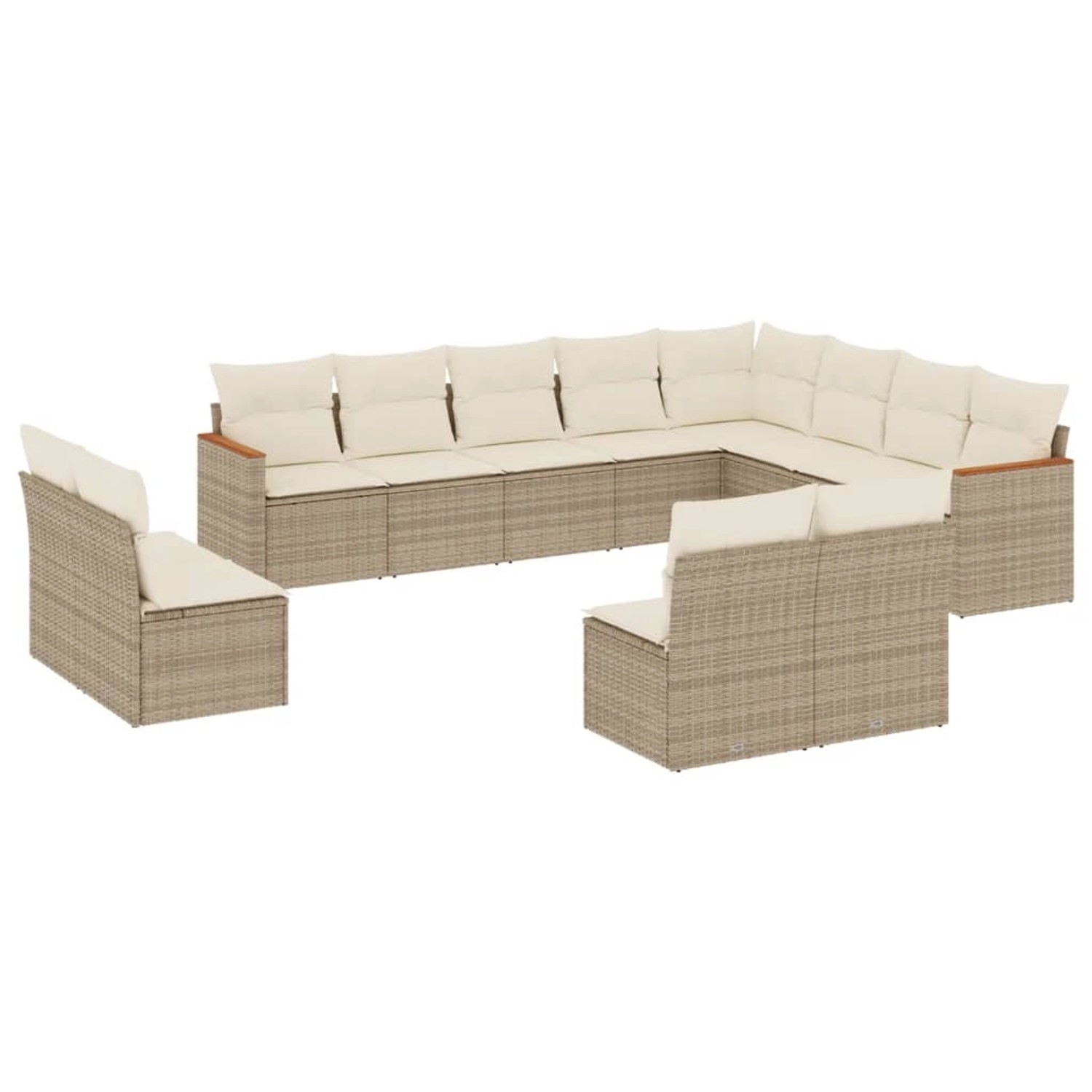 vidaXL 12-tlg Garten-Sofagarnitur mit Kissen Beige Poly Rattan Modell 81 günstig online kaufen