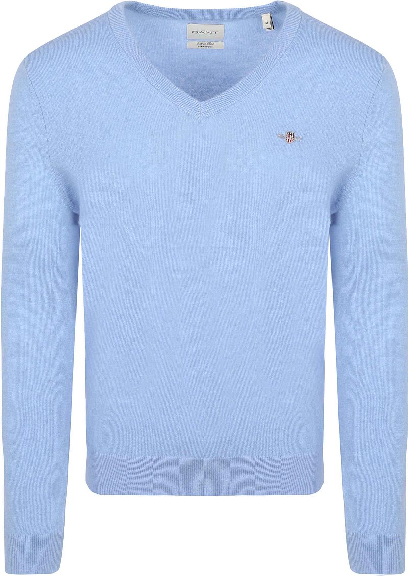 Gant Pullover V-Ausschnitt Wool Blend Hellblau - Größe XXL günstig online kaufen