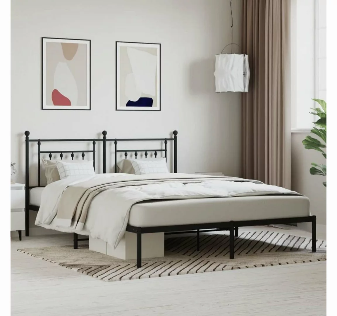 furnicato Bett Bettgestell mit Kopfteil Metall Schwarz 183x213 cm günstig online kaufen