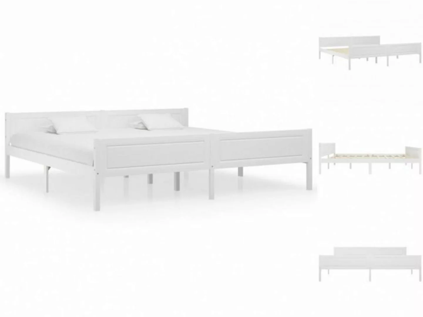 vidaXL Bettgestell Massivholzbett Kiefer Weiß 200x200 cm Bett Bettgestell günstig online kaufen