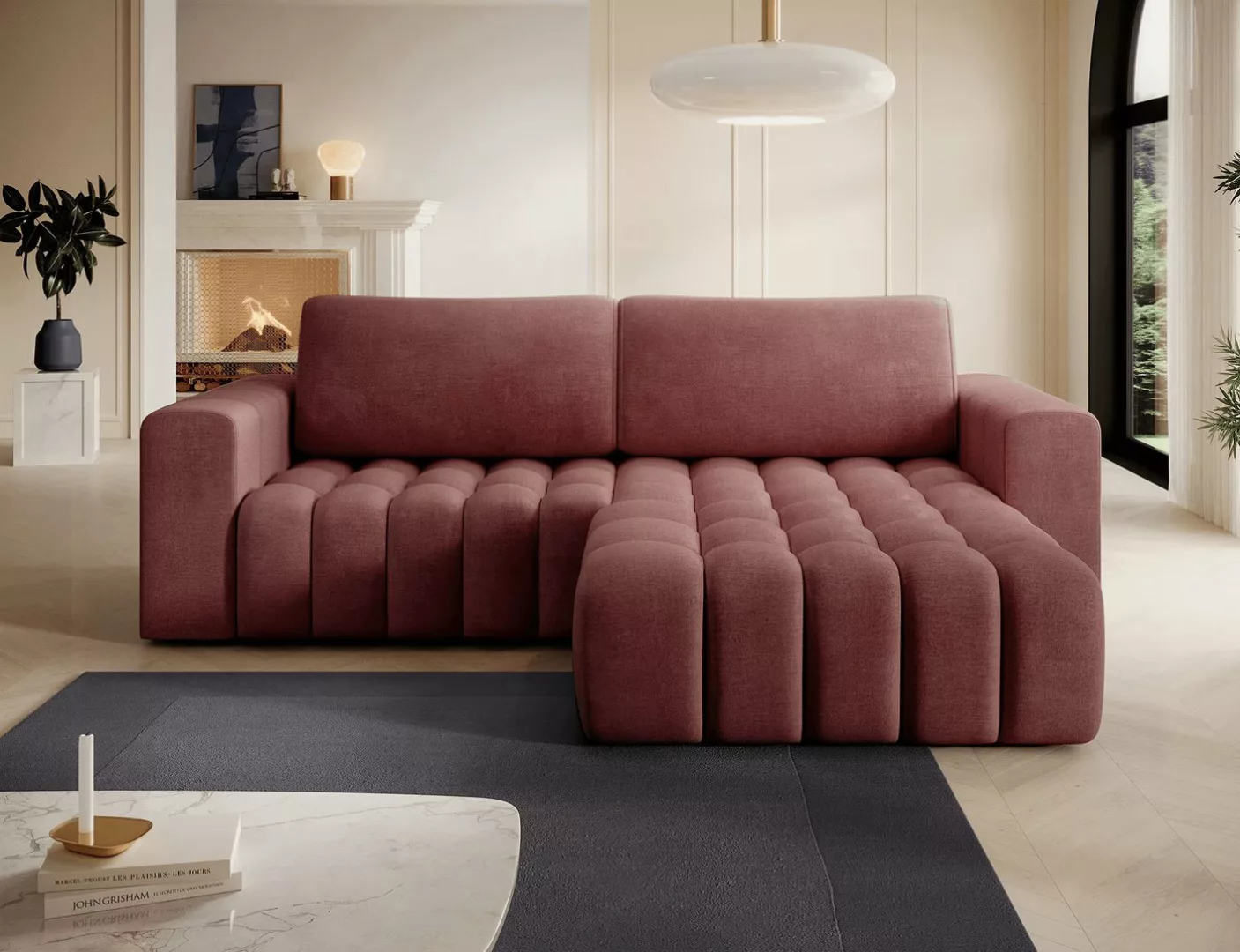 Myhomelando Ecksofa Bonett, mit Schlaffunktion und Bettkasten, Velour-Stoff günstig online kaufen