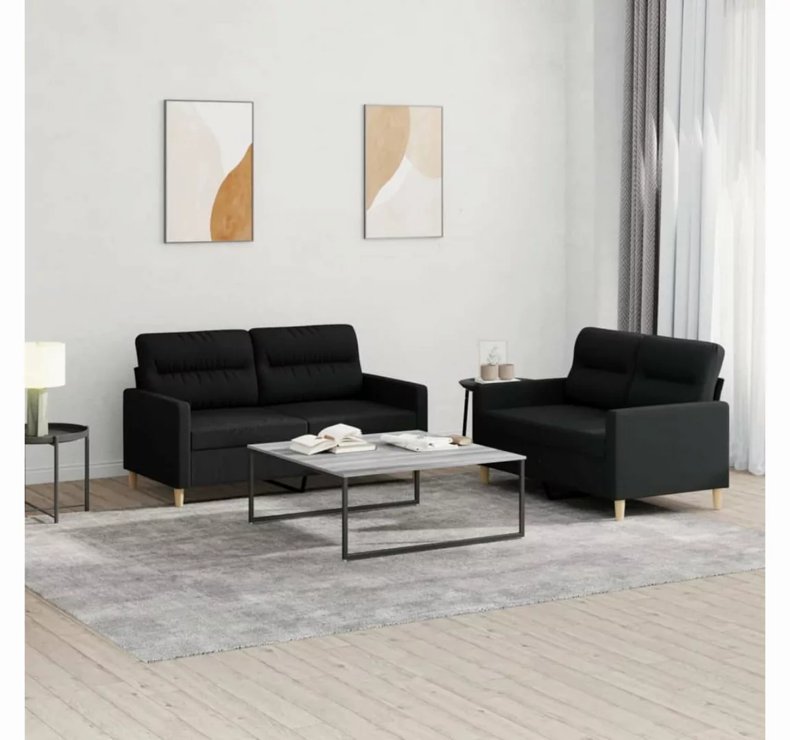 vidaXL Sofa Sofagarnitur Set mit Kissen Stoff, 2-tlg., Taupe günstig online kaufen