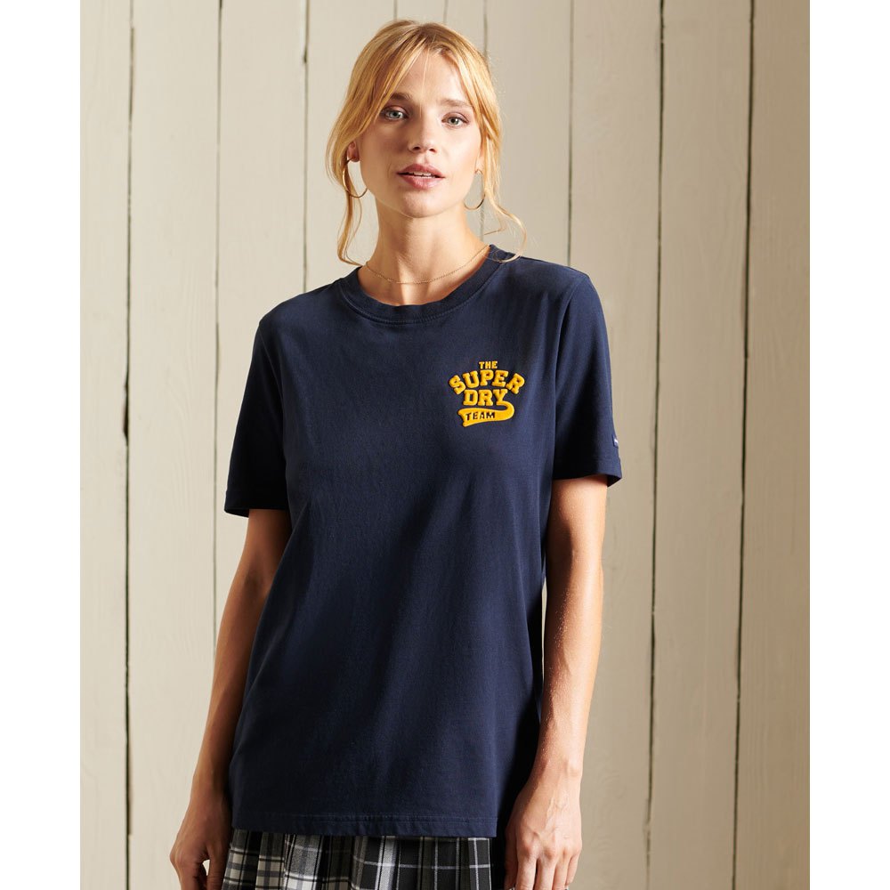 Superdry Script Style Col Flock Kurzarm T-shirt M Deep Navy günstig online kaufen