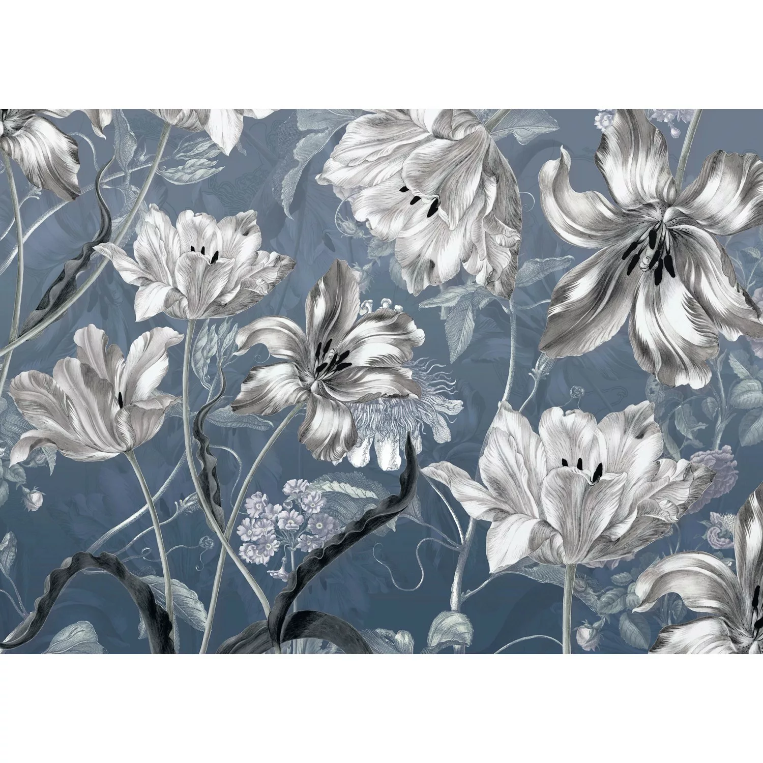 Komar Fototapete Merian Blue Blumen B/L: ca. 350x250 cm günstig online kaufen