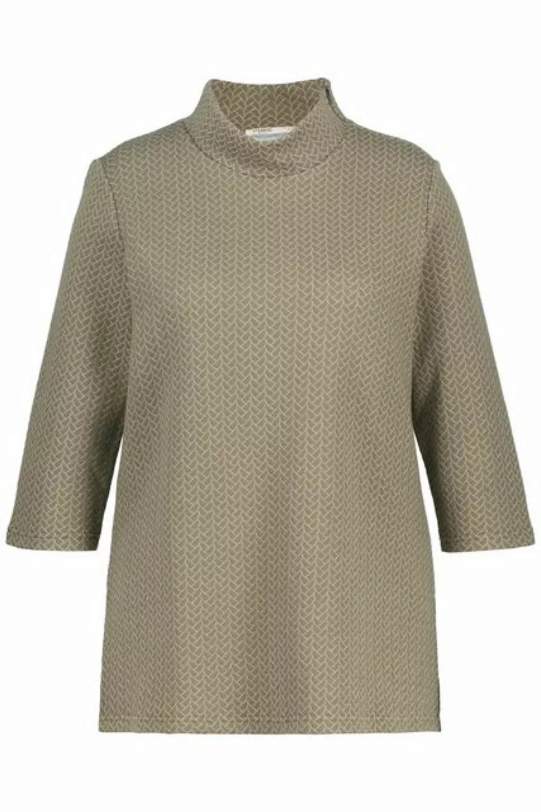 Ulla Popken Sweatshirt Sweatshirt Jacquard Stehkragen 3/4-Arm günstig online kaufen