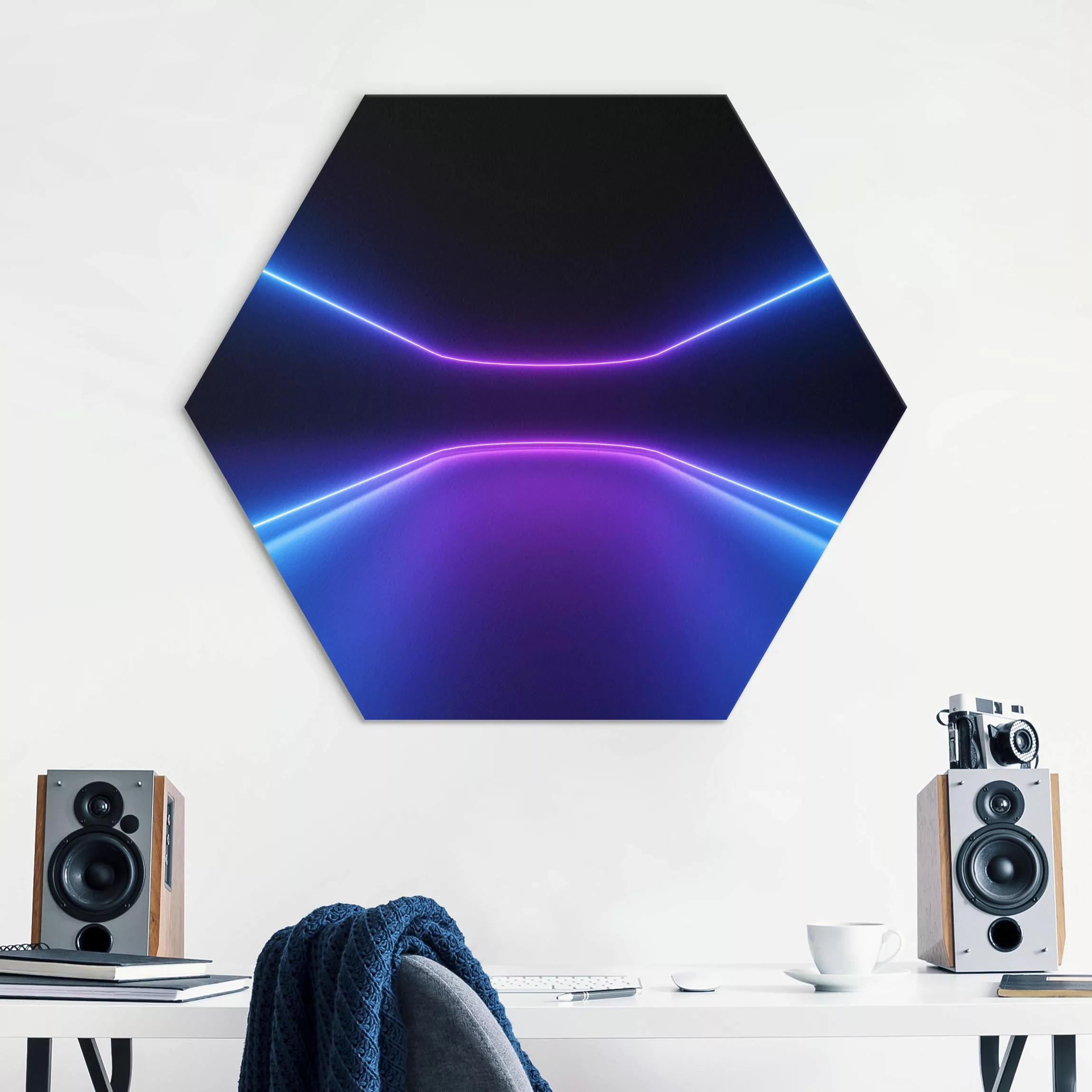 Hexagon-Alu-Dibond Bild Neonlichter günstig online kaufen