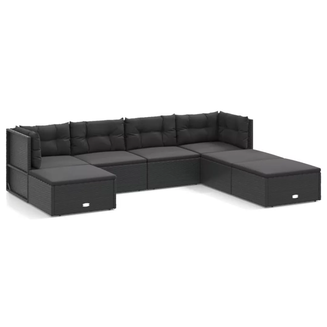 Vidaxl 7-tlg. Garten-lounge-set Mit Kissen Schwarz Poly Rattan günstig online kaufen