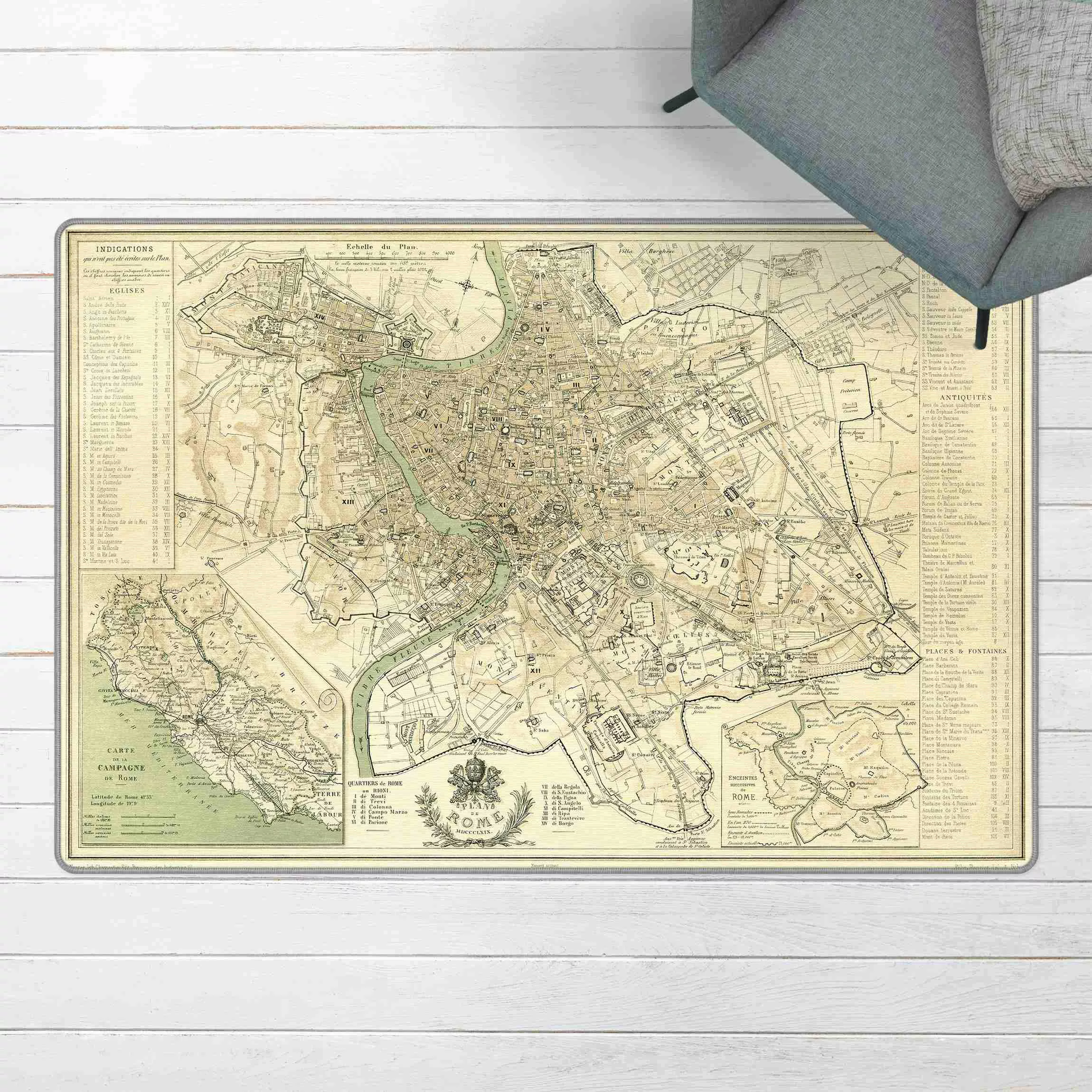 Teppich Vintage Stadtplan Rom Antik günstig online kaufen