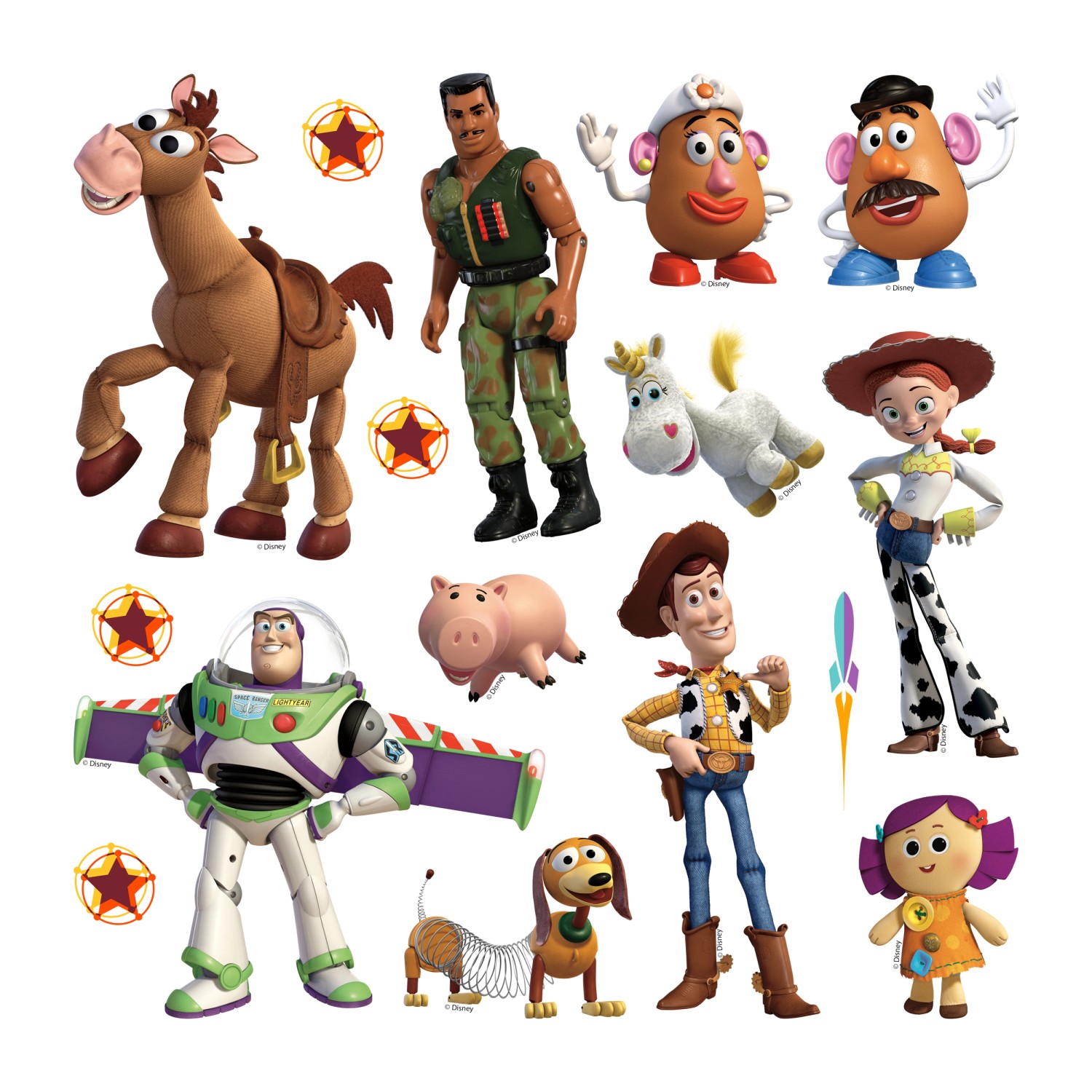 Disney Wandtattoo Toy Story Beige Grün und Gelb 30 x 30 cm 600235 günstig online kaufen