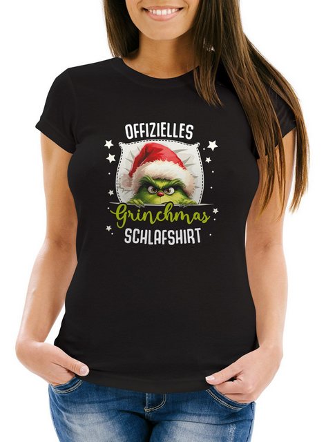 MoonWorks Print-Shirt Weihnachtsshirt Damen Spruch Offizielles Grinch Schla günstig online kaufen