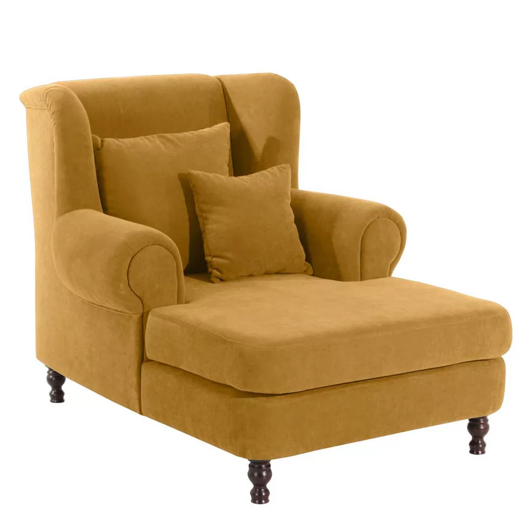 XXL Velour Sessel gelb im Landhausstil 120 cm Sitztiefe günstig online kaufen
