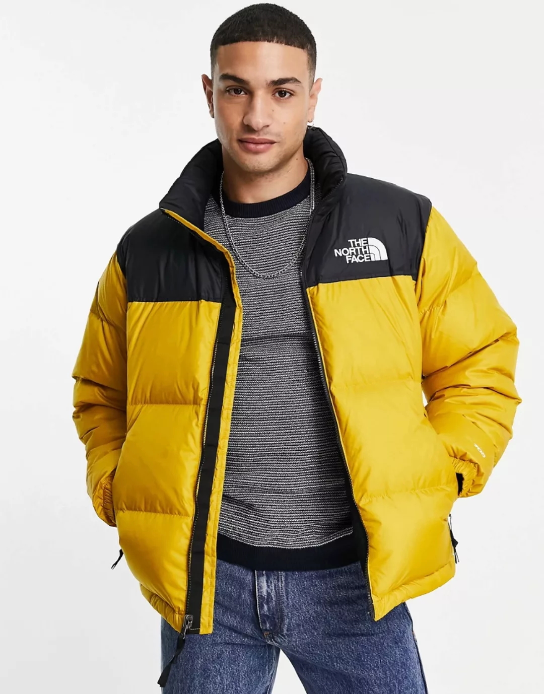 The North Face – 1996 Nuptse – Retro-Jacke in Gelb-Braun günstig online kaufen