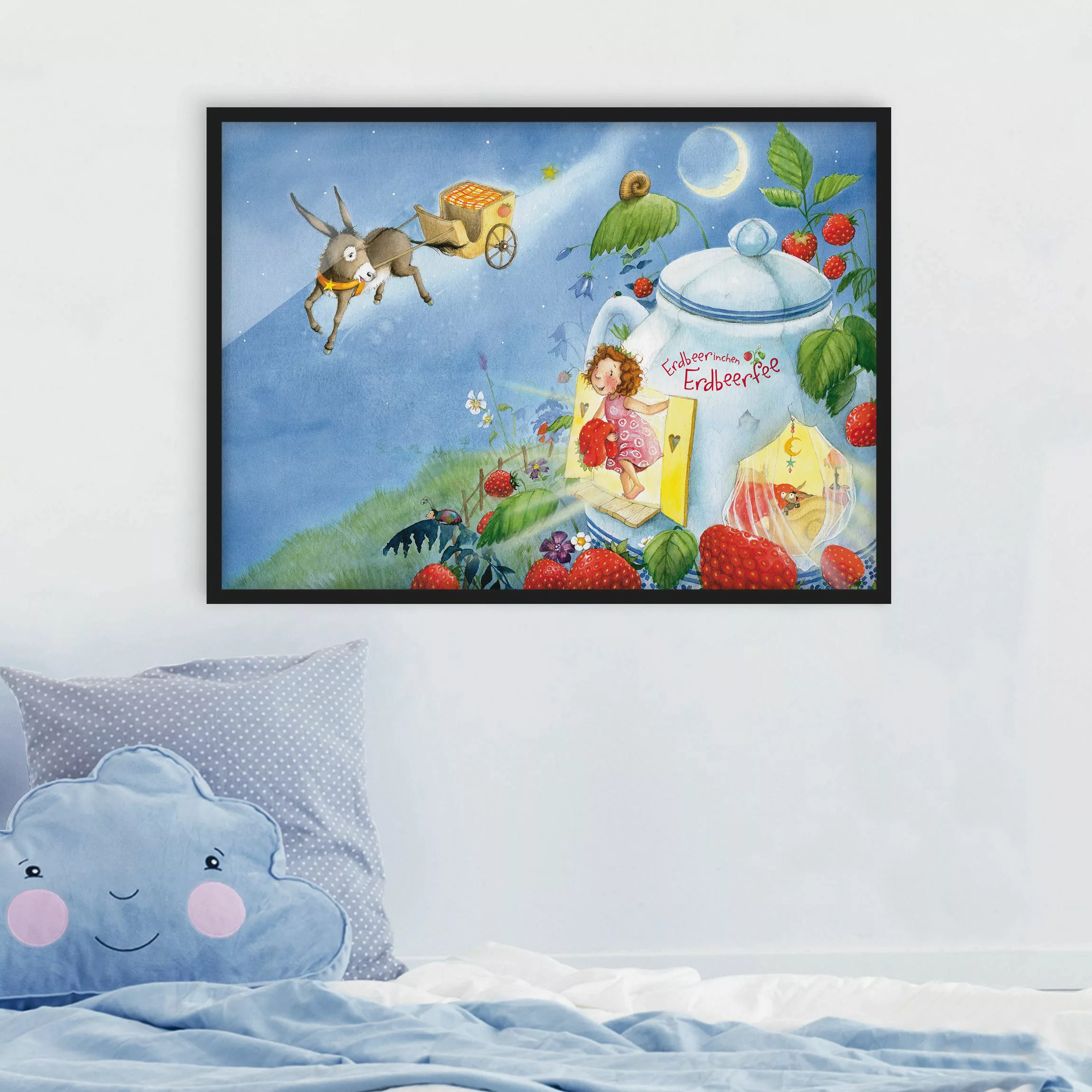 Bild mit Rahmen Kinderzimmer - Querformat Erdbeerinchen Erdbeerfee - Traume günstig online kaufen