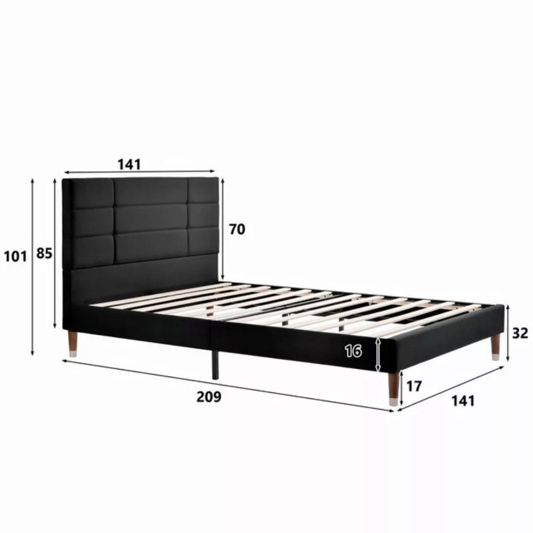 Celya Polsterbett 140x200cm Doppelbett mit Lattenrost, Bettgestell mit Kopf günstig online kaufen