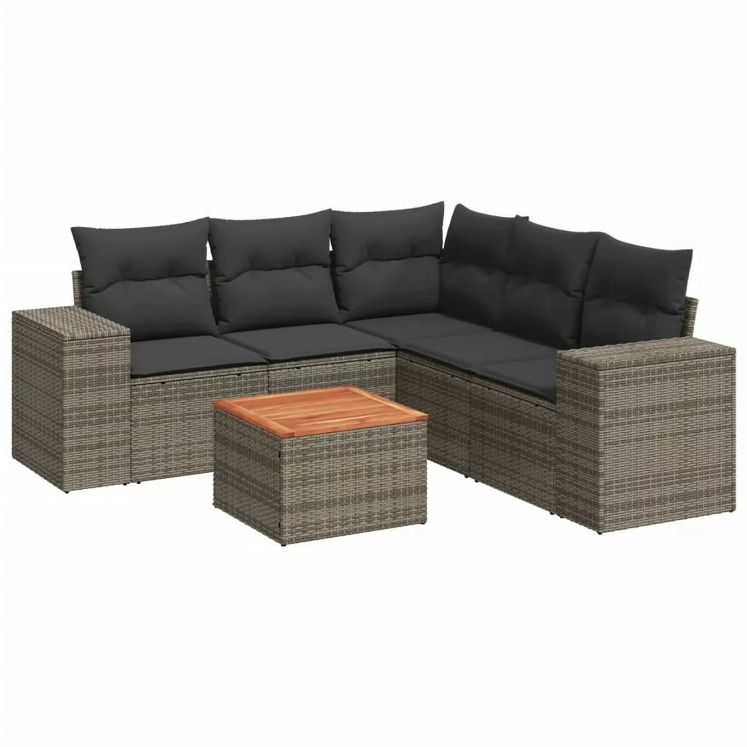 vidaXL 6-tlg Garten-Sofagarnitur mit Kissen Grau Poly Rattan Modell 34 günstig online kaufen