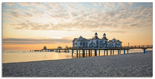 Artland Glasbild »Seebrücke Sellin bei Sonnenaufgang«, Strand, (1 St.), in günstig online kaufen