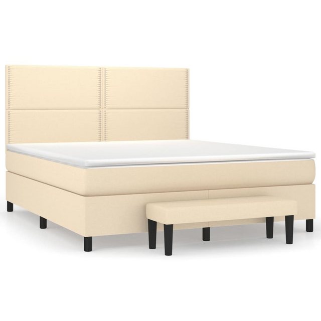 vidaXL Boxspringbett Boxspringbett mit Matratze Creme 160x200 cm Stoff Bett günstig online kaufen