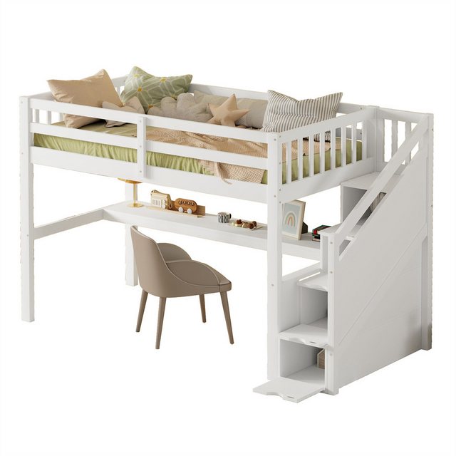 XDeer Hochbett 90 x 200 Kinderhochbett mit Stauraumschubladen und Unterbett günstig online kaufen