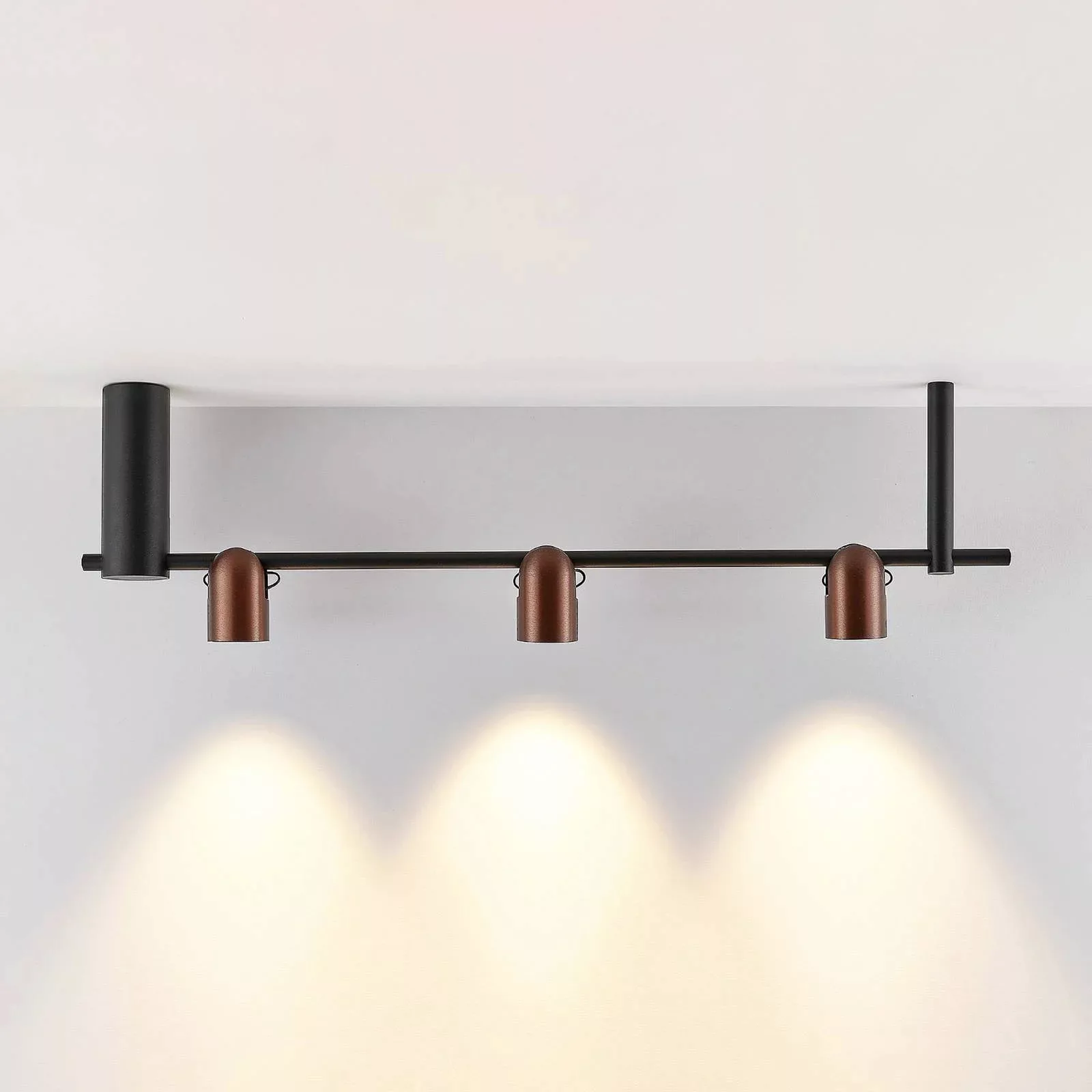 Molto Luce Hängelampe Nuun SD, schwarz/kaffeebraun, 3-flg. günstig online kaufen