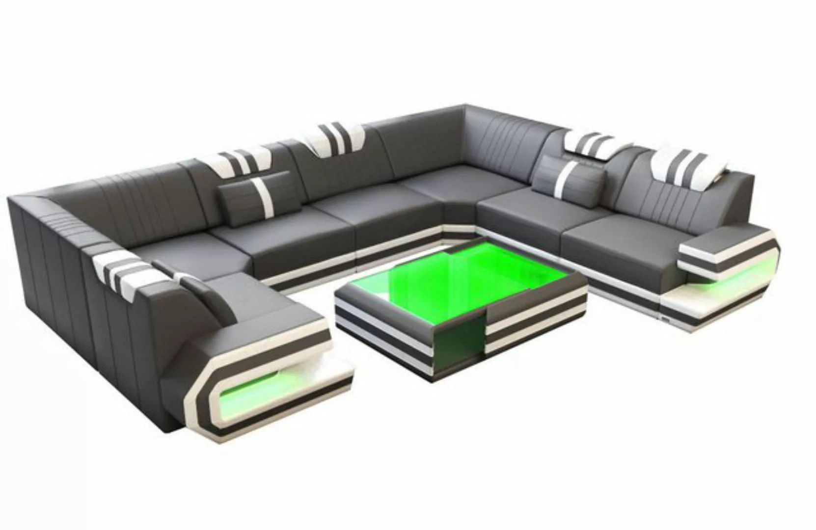 Sofa Dreams Wohnlandschaft Sofa Ledercouch Leder Ragusa U Form Ledersofa, C günstig online kaufen