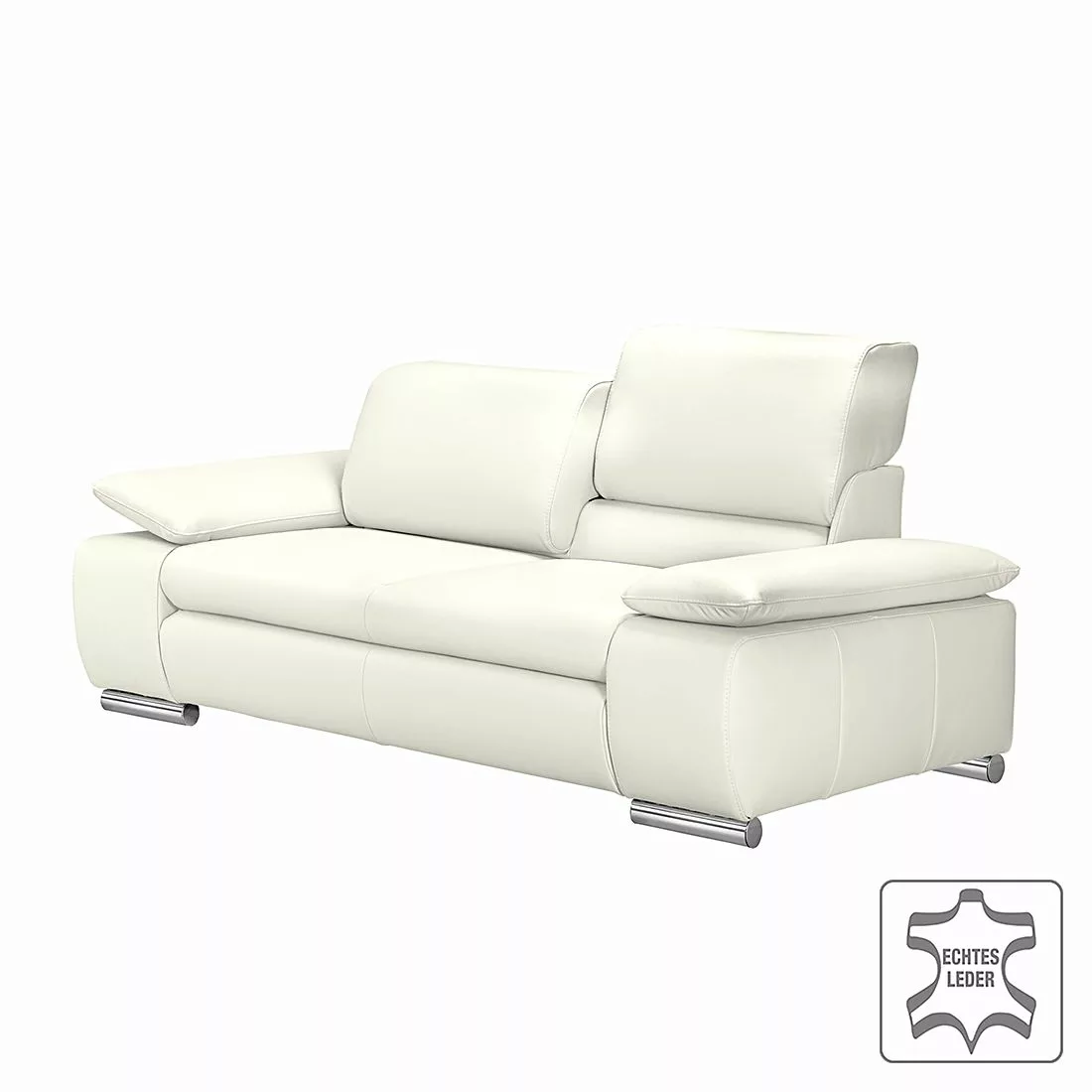 home24 Fredriks Sofa Masca 3-Sitzer Weiß Echtleder 232x78x96 cm (BxHxT) Mod günstig online kaufen