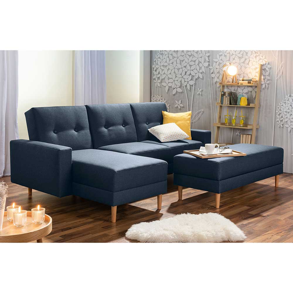 Ecksofa mit Schlaffunktion Blau (zweiteilig) günstig online kaufen