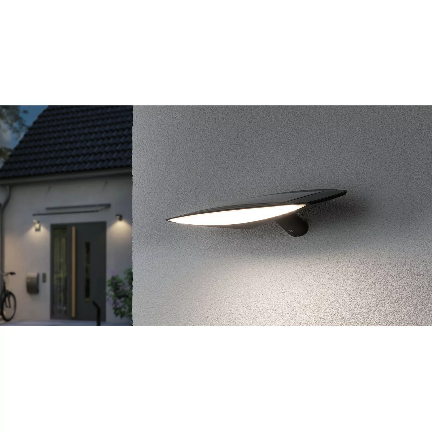 LED Solar Wandleuchte Kiran in Anthrazit 5W 280lm IP44 mit Bewegungsmelder günstig online kaufen