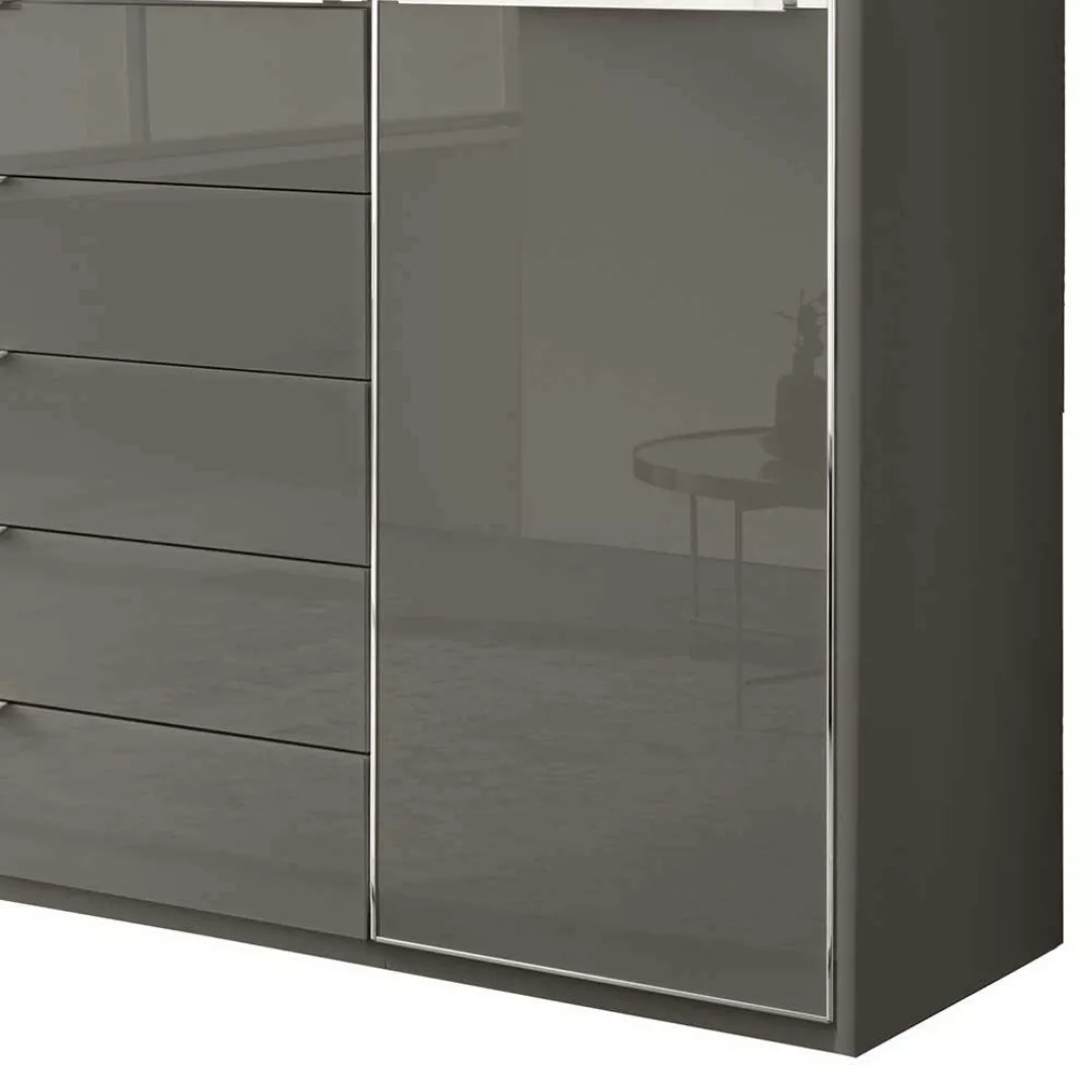 Drehtürschrank Schlafzimmerschrank mit fünf Schubladen und Metallgriffen günstig online kaufen