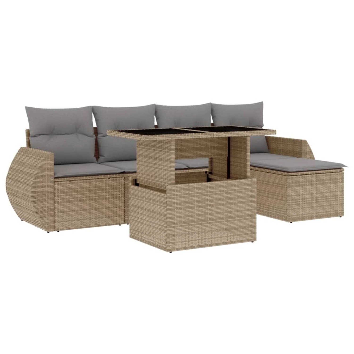 vidaXL 6-Tlg Garten-Sofagarnitur mit Kissen Beige Poly Rattan 3268499 günstig online kaufen