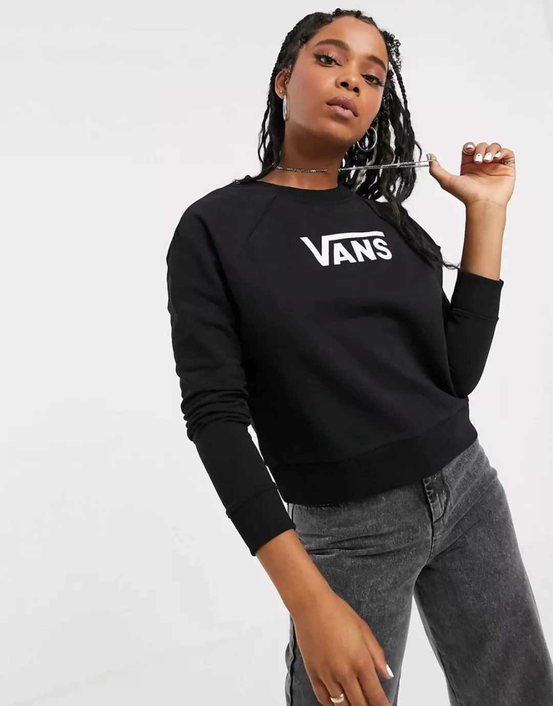 Vans – Flying V – Kastenförmiges Sweatshirt in Schwarz günstig online kaufen