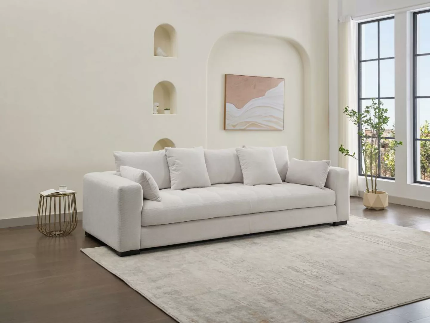 Sofa 3-Sitzer - Strukturstoff - Beige - REBOLDA günstig online kaufen