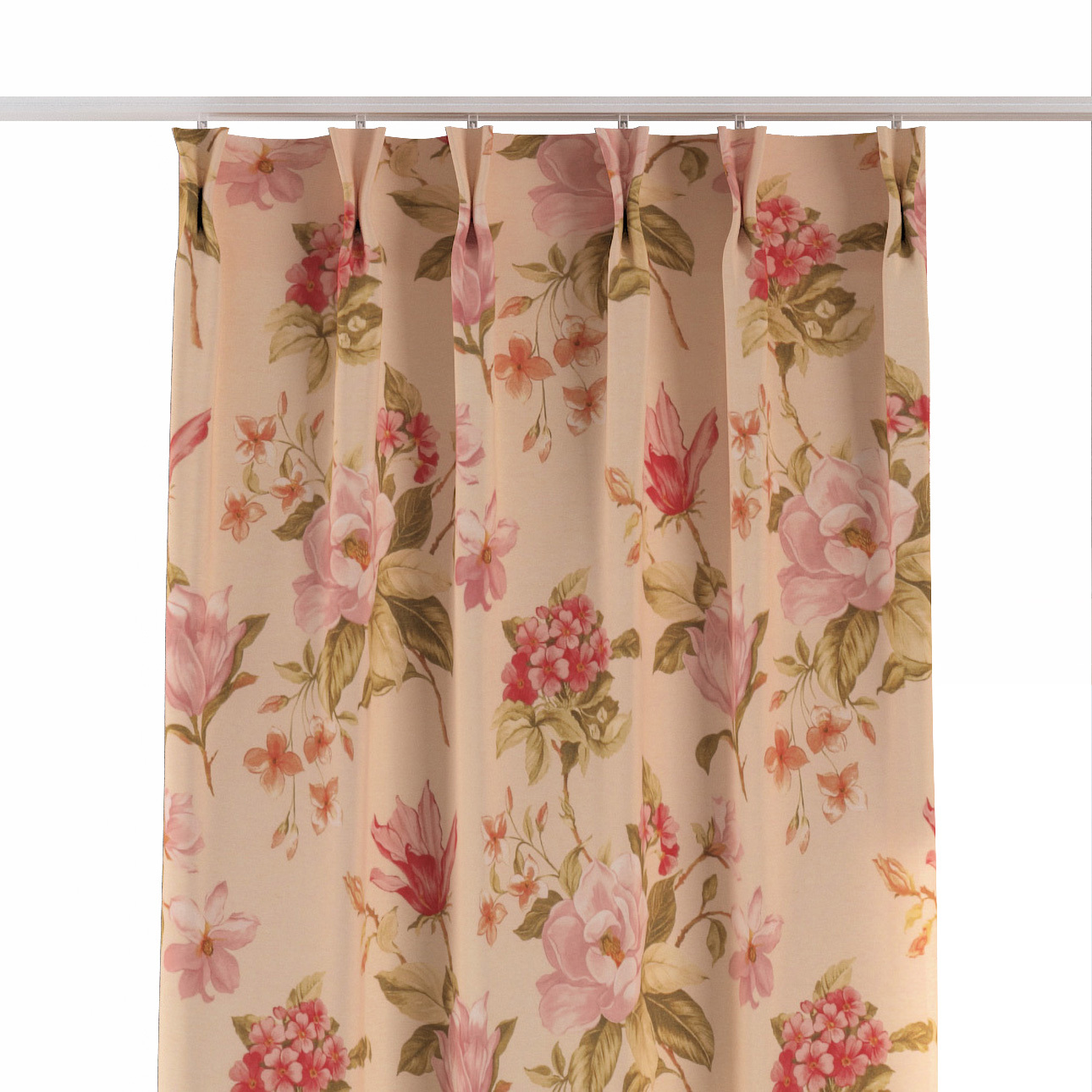 Vorhang mit flämischen 2-er Falten, creme-rosa, Londres (143-87) günstig online kaufen