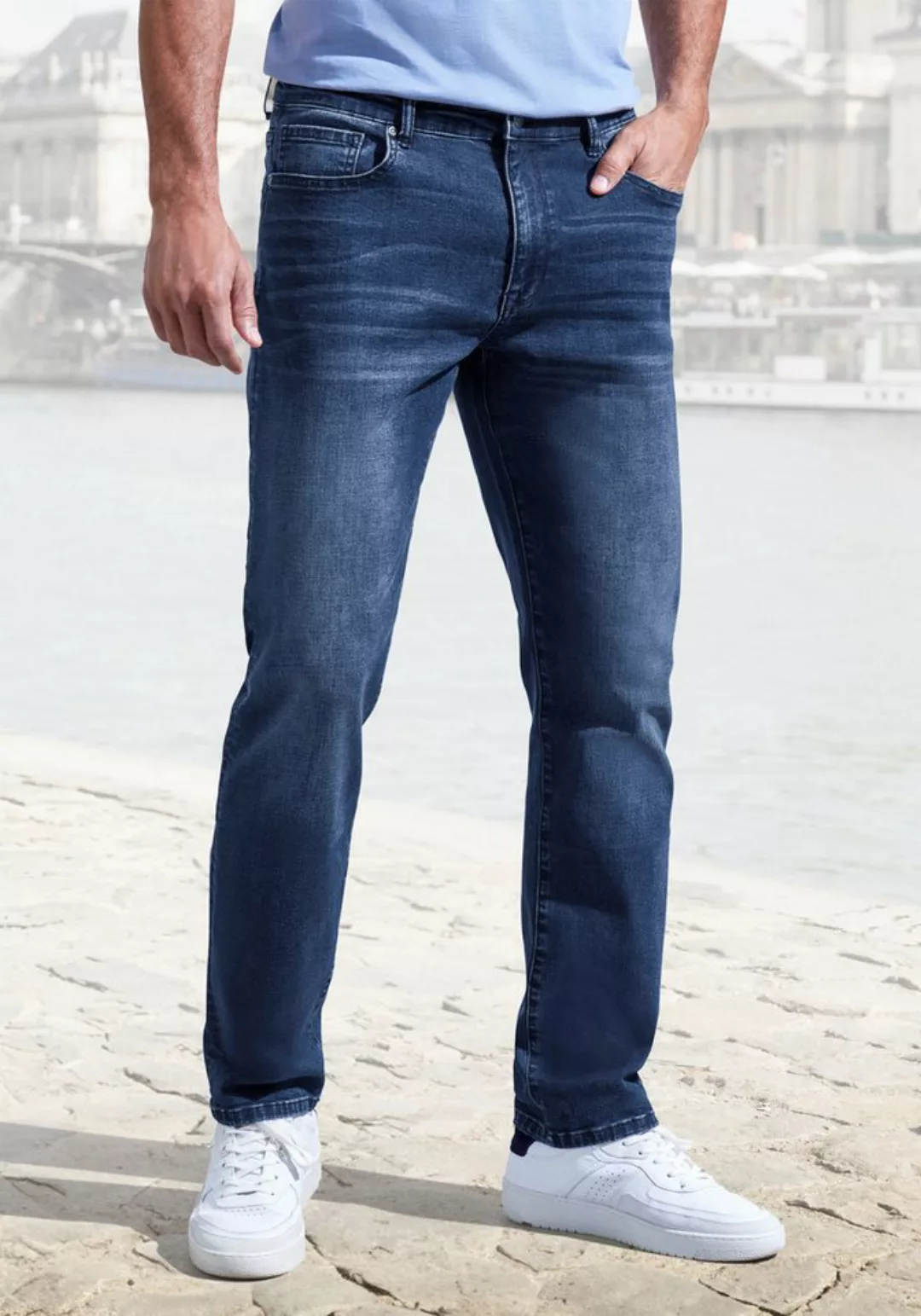 John Devin 5-Pocket-Jeans Straight-fit Jeans aus elastischer Denim-Qualität günstig online kaufen