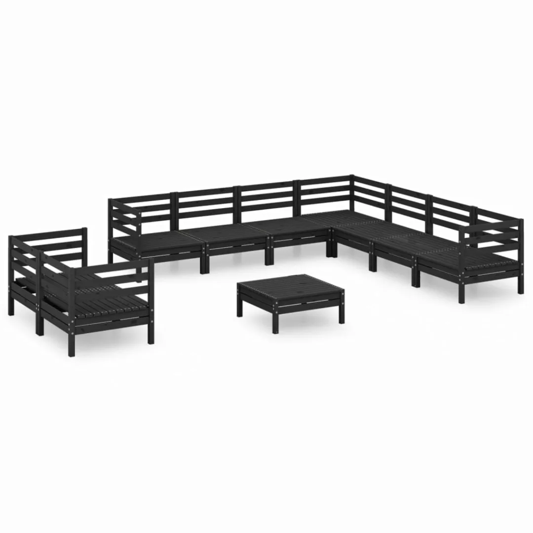 10-tlg. Garten-lounge-set Massivholz Kiefer Schwarz günstig online kaufen