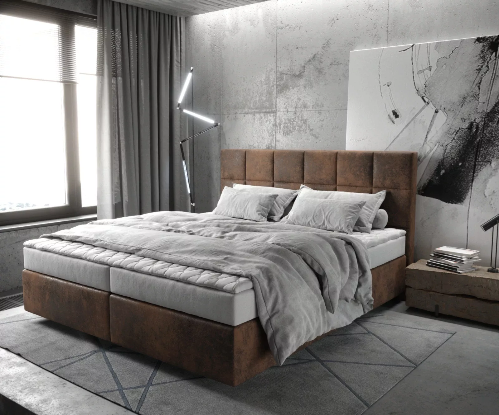 DELIFE Boxspringbett Dream-Fine, Mikrofaser Braun 180x200 cm mit Matratze u günstig online kaufen