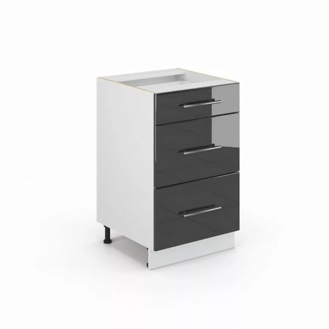 Vicco Schubunterschrank 50 cm Anthrazit mit Hochglanzfront anthrazit günstig online kaufen