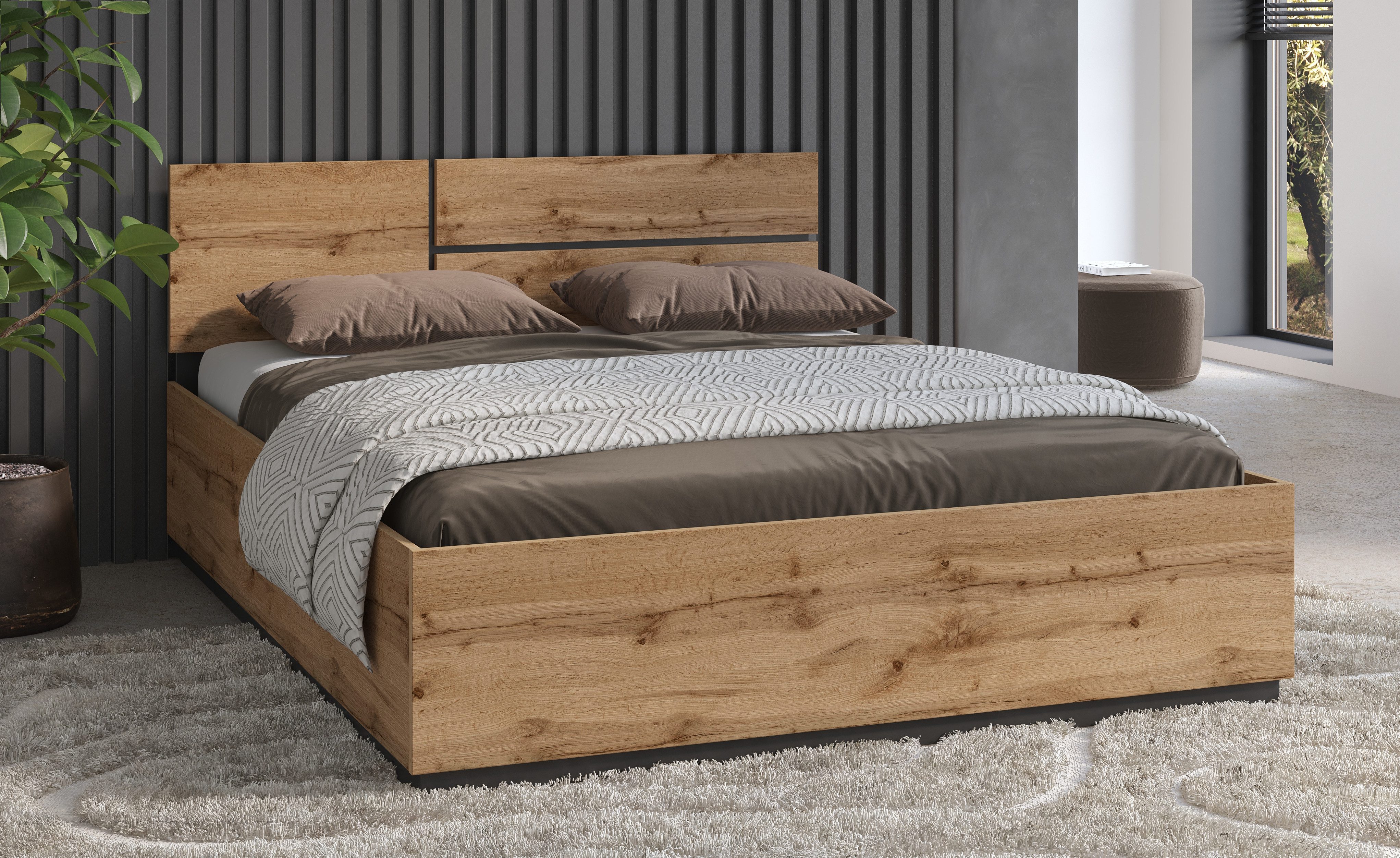 Home affaire Bettgestell "Cross, moderner Bettrahmen", Doppelbett in zwei G günstig online kaufen